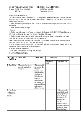 Đề kiểm bài viết số 3 - Môn Ngữ văn 12 - Trường THPT Trần Văn Kiết